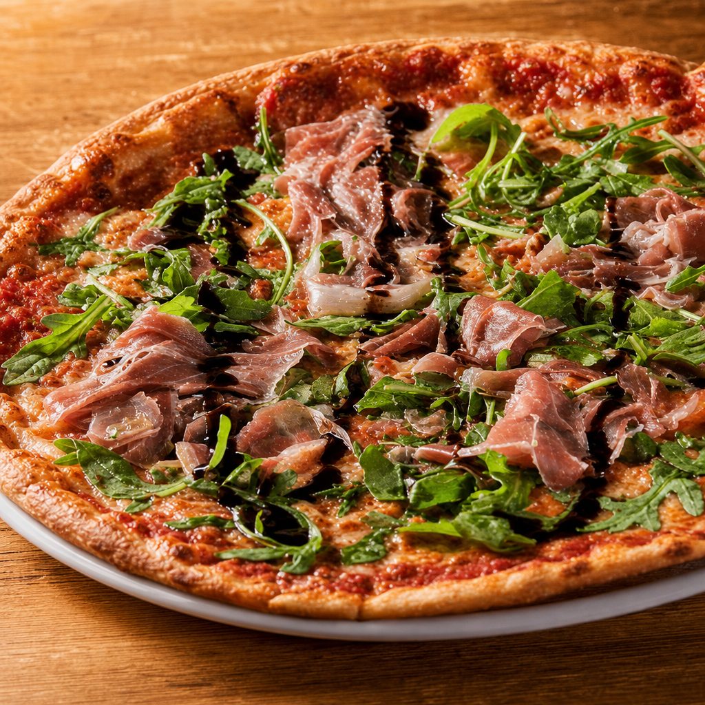 Proscuitto Arugula Pie.